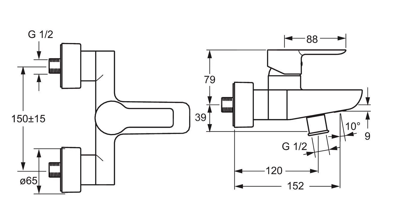 Hansa Ligna - Badkraan Opbouw, Chroom 06742103 4 Hansa Ligna - Badkraan Opbouw, Chroom 06742103 - Afbeelding 2