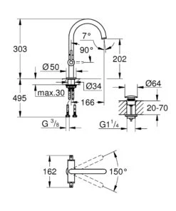 Grohe Atrio - Wastafelkraan Met Waste En Draaibare Uitloop, L-size, Geborsteld Hard Graphite 21022AL3 -Hansgrohe Shop 1018847446d353d8ab686d5c