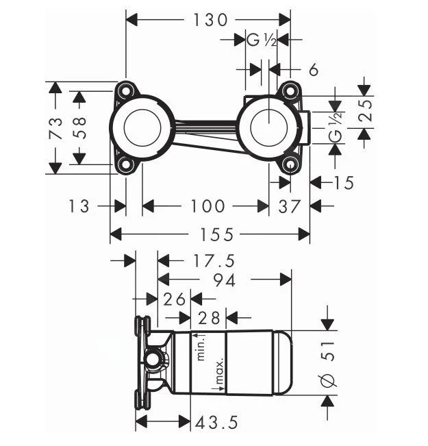Hansgrohe Inbouwdelen - Basisgarnituur Voor Inbouw Wastafelkraan 13622180 4 Hansgrohe Inbouwdelen - Basisgarnituur Voor Inbouw Wastafelkraan 13622180 - Afbeelding 2