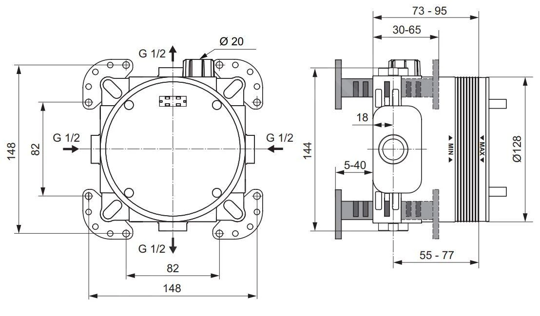 Ideal Standard Active - Easy-Box Basisgarnituur Voor Inbouw Douche- En Badkranen A1000NU 4 Ideal Standard Active - Easy-Box Basisgarnituur Voor Inbouw Douche- En Badkranen A1000NU - Afbeelding 2