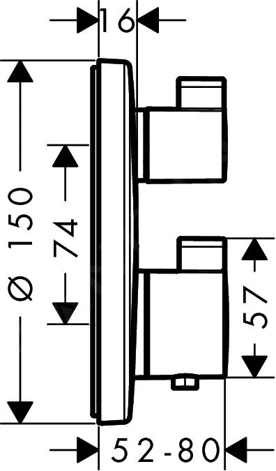 Hansgrohe Ecostat S - Afdekset Voor Thermostaat Met Stopkraan, 1 Functie, Chroom 15757000 4 Hansgrohe Ecostat S - Afdekset Voor Thermostaat Met Stopkraan, 1 Functie, Chroom 15757000 - Afbeelding 2
