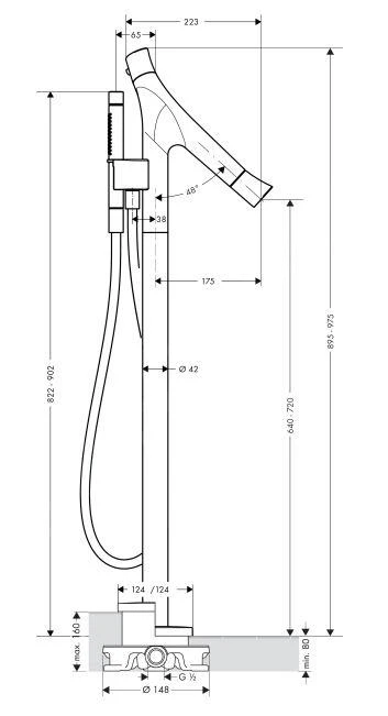 Axor Starck Organic - Vrijstaande Thermostatische Badkraan, Chroom 12016000 4 Axor Starck Organic - Vrijstaande Thermostatische Badkraan, Chroom 12016000 - Afbeelding 2