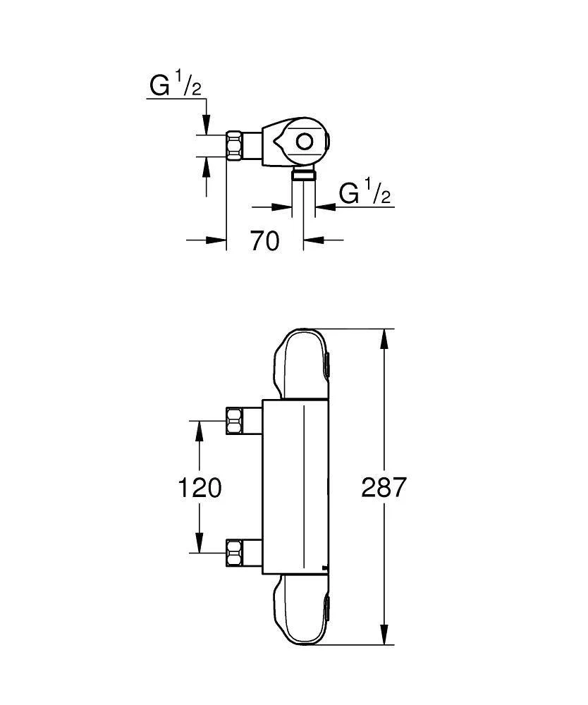 Grohe Grohtherm 1000 - Thermostatische Douchekraan, Hartafstand 120 Mm, Chroom 34147003 4 Grohe Grohtherm 1000 - Thermostatische Douchekraan, Hartafstand 120 Mm, Chroom 34147003 - Afbeelding 2