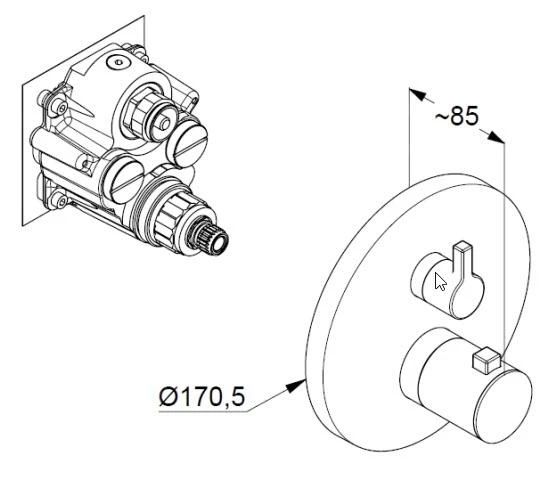 Kludi Nova Fonte - Thermostatische Inbouwkraan Voor 2 Functies, Mat Zwart 208303915 4 Kludi Nova Fonte - Thermostatische Inbouwkraan Voor 2 Functies, Mat Zwart 208303915 - Afbeelding 2
