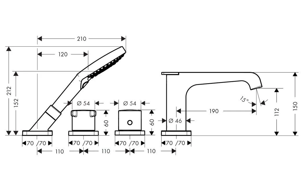 Axor Citterio E - Badrandthermostaat Afbouwdeel, 4-gats, Mat Zwart 36411670 4 Axor Citterio E - Badrandthermostaat Afbouwdeel, 4-gats, Mat Zwart 36411670 - Afbeelding 2