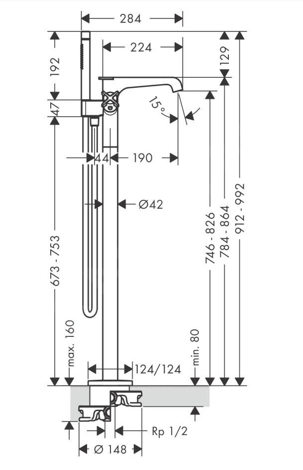 Axor Citterio E - Badthermostaat Afbouwdeel Vloergemonteerd, Mat Zwart 36416670 4 Axor Citterio E - Badthermostaat Afbouwdeel Vloergemonteerd, Mat Zwart 36416670 - Afbeelding 2