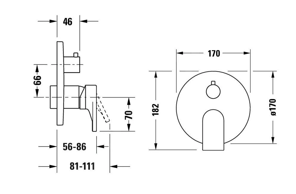 Duravit Tulum - Afdekset Badkraan, Chroom TU5210018010 4 Duravit Tulum - Afdekset Badkraan, Chroom TU5210018010 - Afbeelding 2