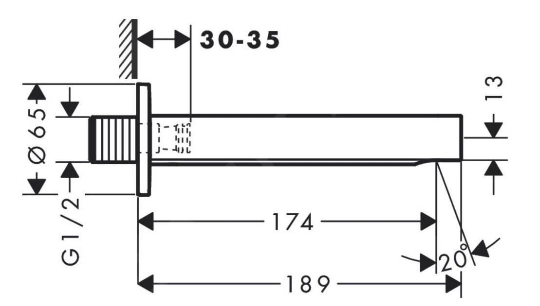 Hansgrohe Finoris - Baduitloop, Mat Wit 76410700 4 Hansgrohe Finoris - Baduitloop, Mat Wit 76410700 - Afbeelding 2