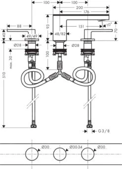 Axor MyEdition - 3-gats Wastafelmengkraan Met Push-open Afvoergarnituur, Chroom/zwart Glas 47050600 8 Axor MyEdition - 3-gats Wastafelmengkraan Met Push-open Afvoergarnituur, Chroom/zwart Glas 47050600 -Hansgrohe Shop bd90d8582ea717c687943580