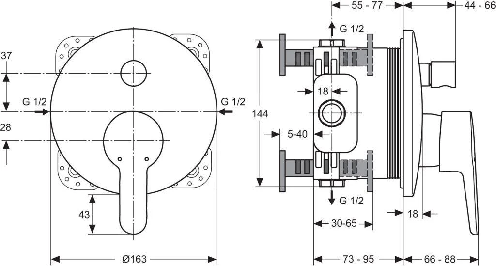 Ideal Standard Connect Blue - Inbouw Badkraan, 2 Functies, Chroom A5802AA 4 Ideal Standard Connect Blue - Inbouw Badkraan, 2 Functies, Chroom A5802AA - Afbeelding 2