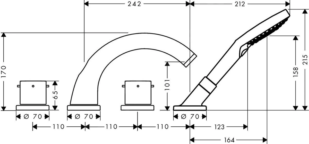 Axor Starck - 4-gats Badrandcombinatie, Chroom 10451000 4 Axor Starck - 4-gats Badrandcombinatie, Chroom 10451000 - Afbeelding 2