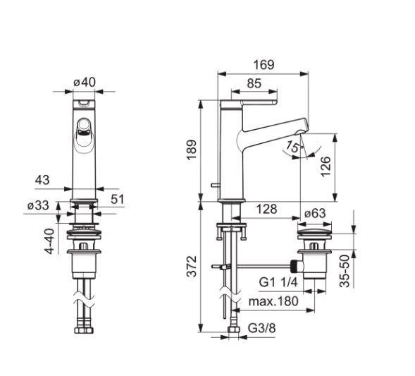 Hansa Designo - Wastafelkraan Met Waste, Chroom 51832283 3 Hansa Designo - Wastafelkraan Met Waste, Chroom 51832283 - Afbeelding 2